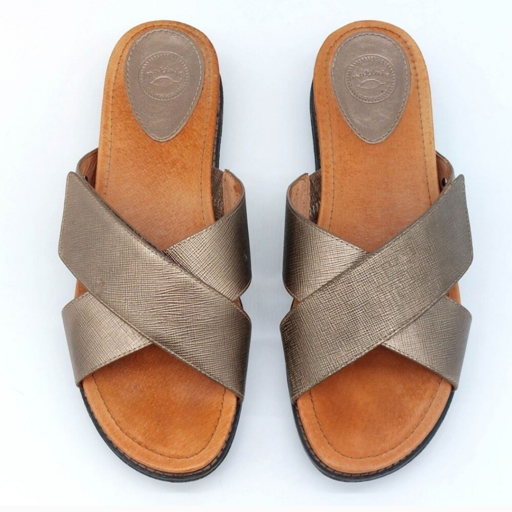 NURTURE By Lamaze Metalic Gold Leather Strappy Sandals